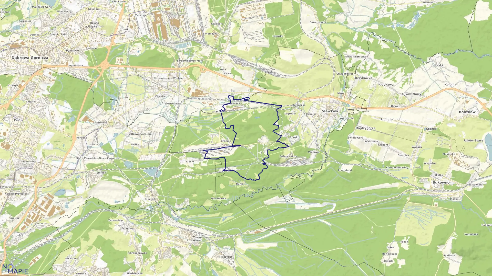 Mapa obrębu Niwa w mieście Sławków