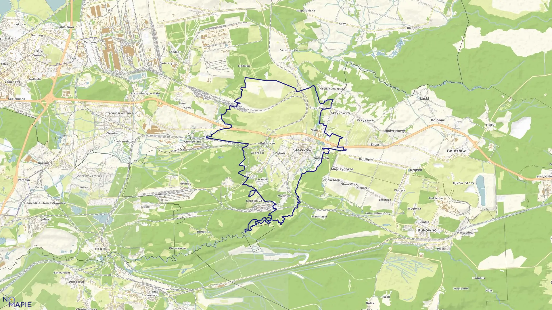 Mapa obrębu Sławków w mieście Sławków